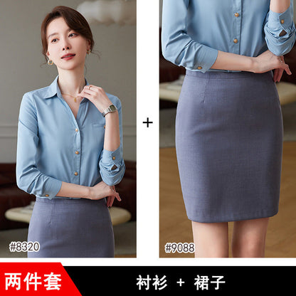 Fashion professional white shirt for women 2023 spring and summer new bottoming shirt interview formal wear front desk temperament work clothes 