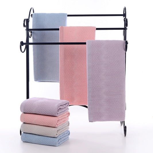 Plain waffle gauze bath towel 100% cotton wholesale non-shedding household adult absorbent bath towel 100% cotton wholesale