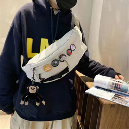 Trendy brand crossbody bag for men, casual Japanese new style small backpack, chest bag, girls trendy shoulder bag, student sports waist bag