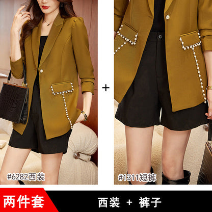 Black blazer women's spring and autumn 2023 new casual temperament versatile small ladies small suit spring 