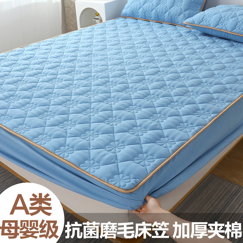 Cross-border supply of chemical fiber plain quilted bed sheets single piece mattress protector bed sheet bed cover dustproof mattress cover