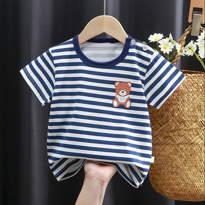 Children's short-sleeved t-shirt pure cotton girls summer clothes baby baby summer children's clothes 2023 boys tops one piece drop shipping 