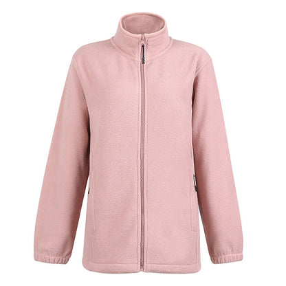 2022 winter new polar fleece cardigan sweatshirt long-sleeved zipper sports outdoor trendy stand-up collar top jacket 