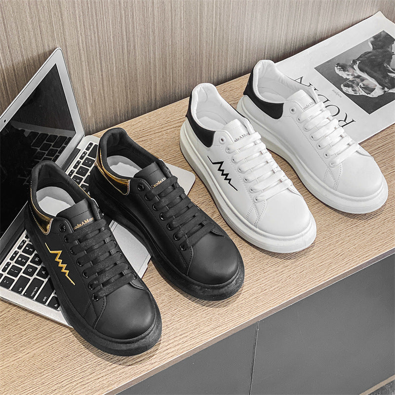 New white shoes for men in spring new versatile casual sneakers thick soles to increase student trend 8901 