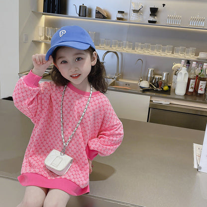 Girls Spring Clothes 2022 New Dresses Fashionable Baby Girls Fashionable Spring and Autumn Children's Sweater Skirts Children's Spring Trendy 