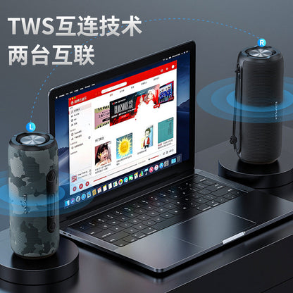 AWEI用维双喇叭蓝牙音箱IPX7防水编织外观户外便携重低音无线音响