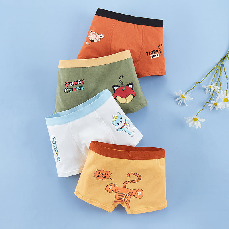 Class A pure cotton children's underwear pure cotton four-corner baby little boy, middle school student, casual, comfortable and cute cartoon 