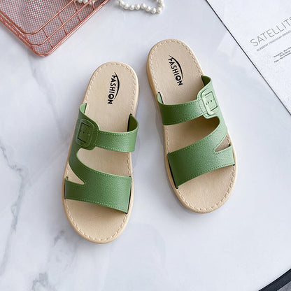 2022 Summer Thick-soled Student Slippers Women's Non-Slip Beach Shoes Fashionable Flat-soled Women's Sandals and Slippers for External Wear