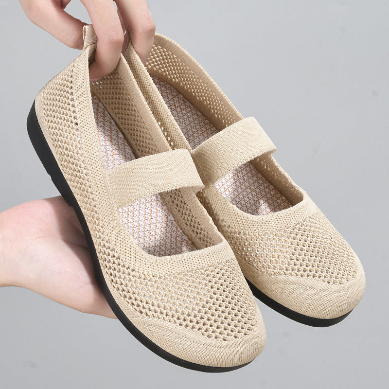 Shoes for women  one-piece drop-shipping flat-soled flat-heeled casual breathable women's hollow fly-knit women's shoes 