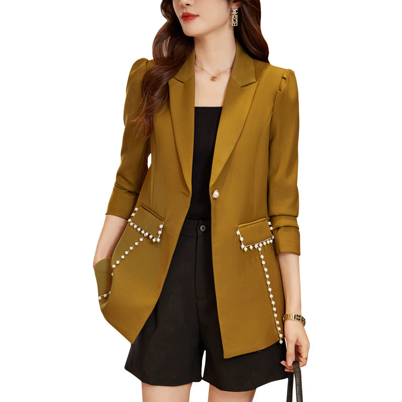 Black blazer women's spring and autumn 2023 new casual temperament versatile small ladies small suit spring 