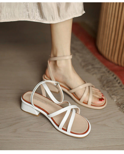 New large size thick heel sandals for women's outer wear 2023 new summer women's summer one-word fairy style versatile ready-made 