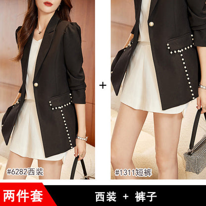 Black blazer women's spring and autumn 2023 new casual temperament versatile small ladies small suit spring 