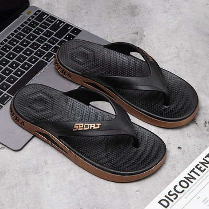 Flip-flops ស្បែកជើងសាមញ្ញថ្មីសម្រាប់បុរស, មិនរអិល, ស្បែកជើងធម្មតាពាក់ចេញក្រៅ, ស្បែកជើងបុរសម៉ូដឆ្នេរ លក់ដុំ 