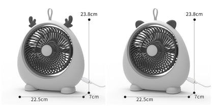 新款学生宿舍便携静音USB充电风扇动物耳桌面台式电风扇大风力