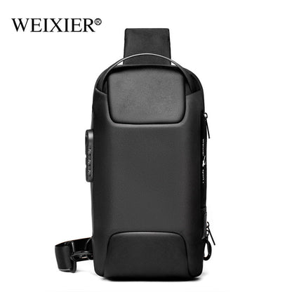 Chest bag men's canvas casual crossbody bag shoulder bag men's chest bag usb charging sports water drop bag for men