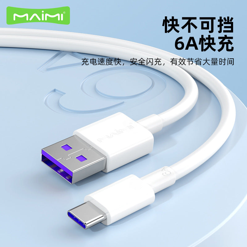 Maimi X63 Super Fast Charging Type-C Android 6A Data Cable 66W Flash Charging Mate50 P40 ខ្សែសាកទូរសព្ទចល័ត