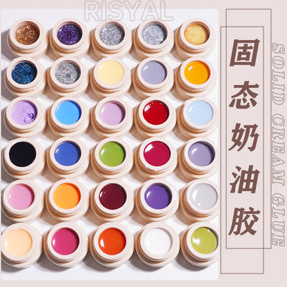 Ice-transparent solid nail polish cat's eye color smooth cream painted glue manicure shop Japanese canned glue wholesale 