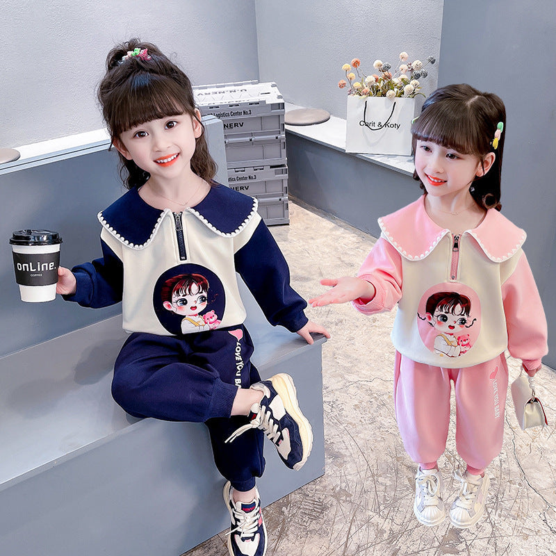 Girls Autumn and Winter Suit 2023 New Fashionable Baby Girl Autumn Two-piece Set Girls Internet Celebrity Children's Clothing Spring and Autumn Style 