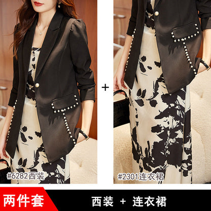 Black blazer women's spring and autumn 2023 new casual temperament versatile small ladies small suit spring 