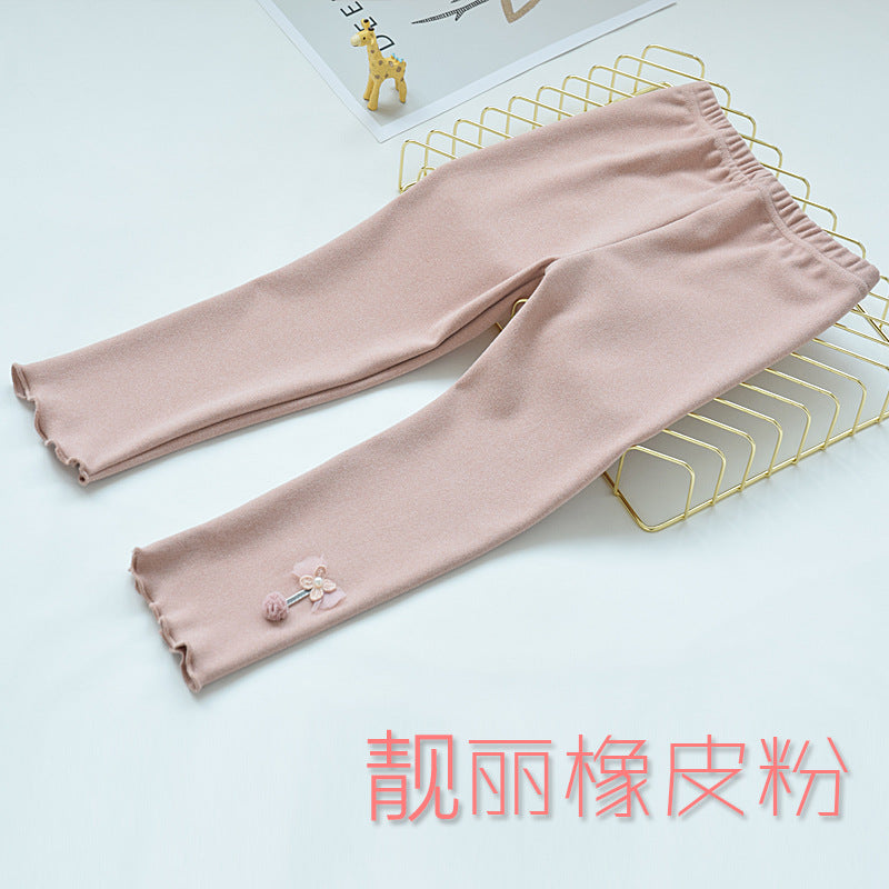 Girls' leggings spring and autumn thin outer wear foreign style children's pants spring new style baby girl medium thick long pants 