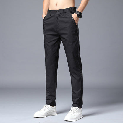 Summer ultra-thin men's elastic casual pants for young men Korean style slim small straight trendy versatile sports long pants 