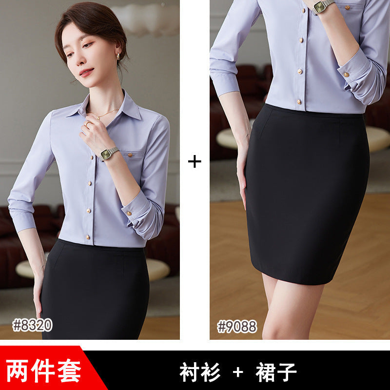 Fashion professional white shirt for women 2023 spring and summer new bottoming shirt interview formal wear front desk temperament work clothes 