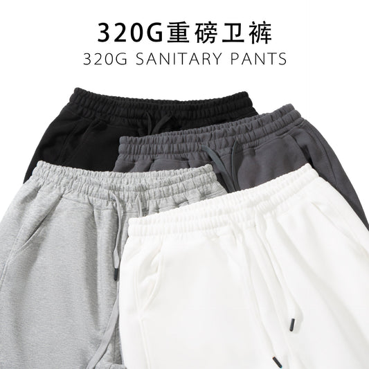 Heavyweight pure cotton European and American fashion brand American retro Japanese sports leggings and feet cuffs drawstring casual sweatpants for men 