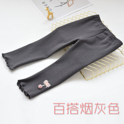 Girls' leggings spring and autumn thin outer wear foreign style children's pants spring new style baby girl medium thick long pants 