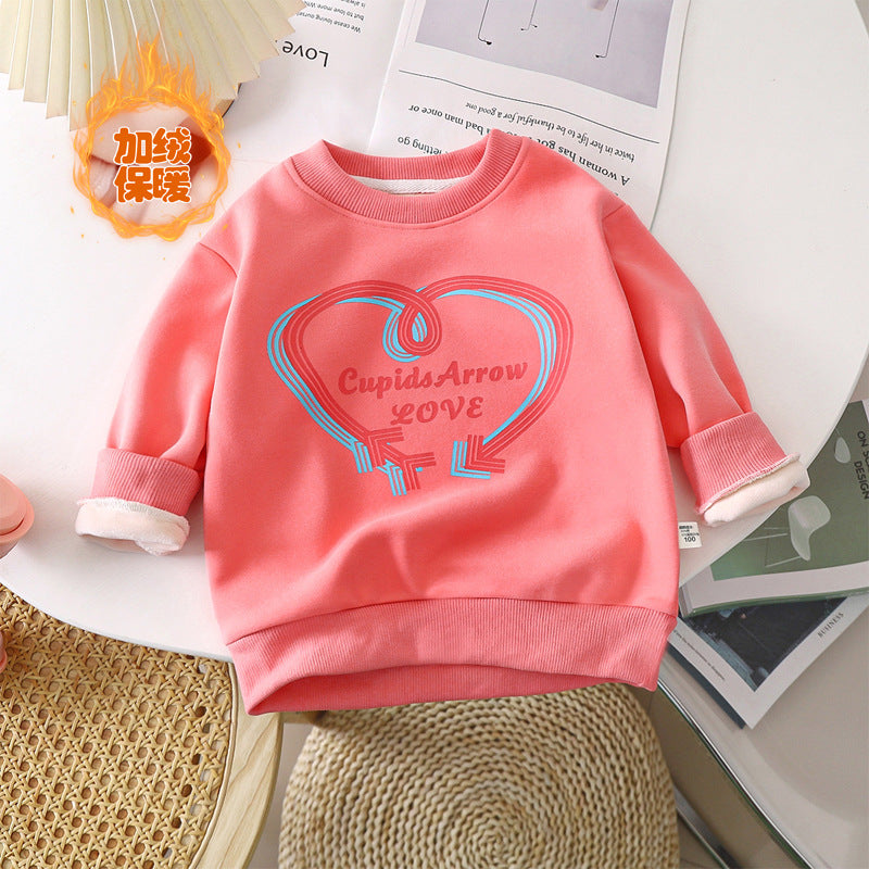 Children's clothing children's sweatshirts 2023 autumn thickened long-sleeved T-shirts for boys and girls single tops infant baby pullovers 