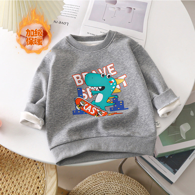 Children's clothing children's sweatshirts 2023 autumn thickened long-sleeved T-shirts for boys and girls single tops infant baby pullovers 