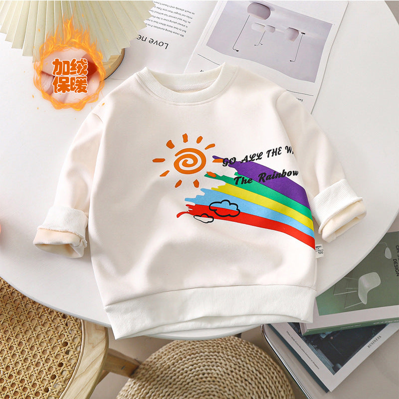 Children's clothing children's sweatshirts 2023 autumn thickened long-sleeved T-shirts for boys and girls single tops infant baby pullovers 