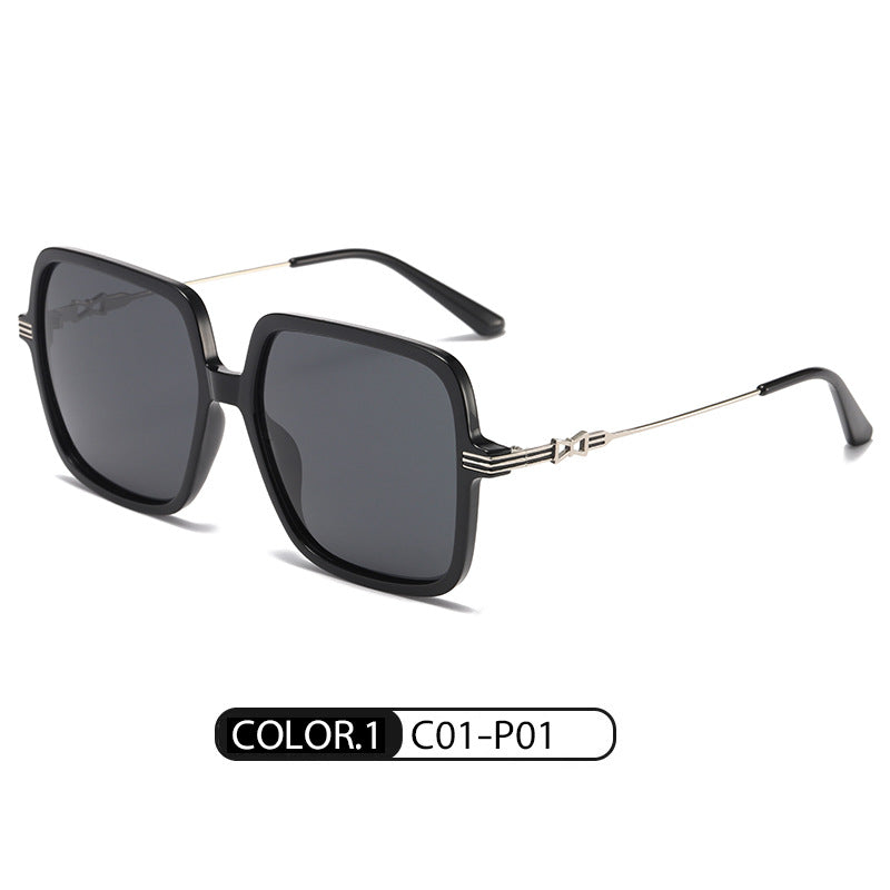 2024 New Sunscreen Sunglasses Women's Polarized Sunglasses TJ701 Ultra Light TR90 Frame Two-Color Bow Plain Mirrors 