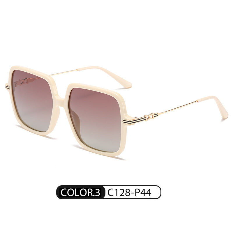 2024 New Sunscreen Sunglasses Women's Polarized Sunglasses TJ701 Ultra Light TR90 Frame Two-Color Bow Plain Mirrors 