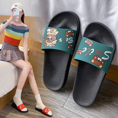 Spring and summer new style slippers for women Korean version student cartoon leisure indoor home non-slip sandals thick-soled outer wear women's shoes