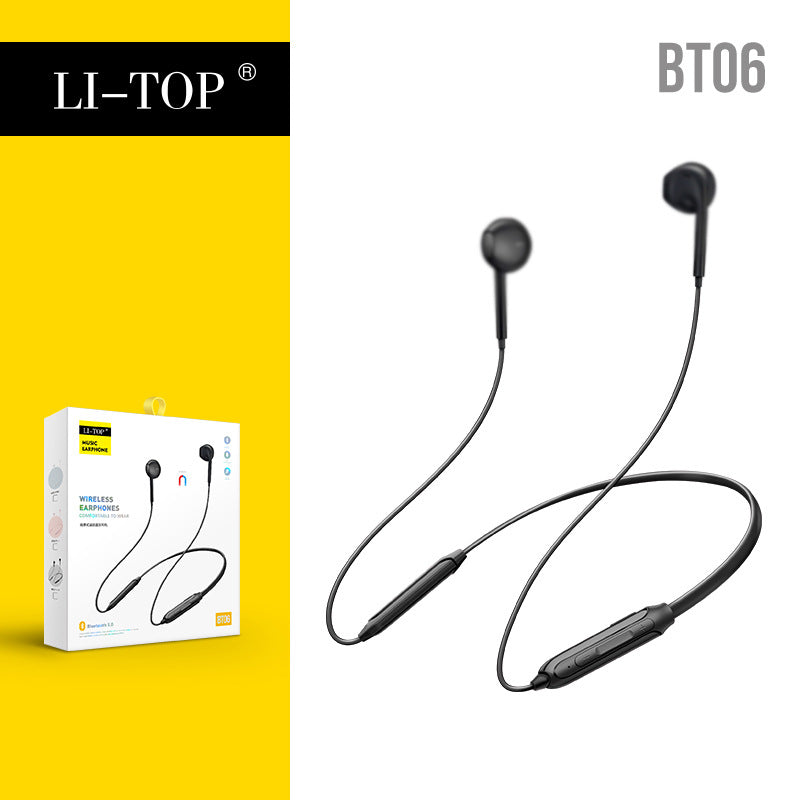 Rio Tinto BT06 hanging neck Bluetooth 5.0 binaural sports ដំណើរការកាសឥតខ្សែស្តេរ៉េអូសម្រាប់ iPhone និង Android 