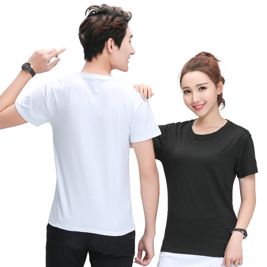 Modal blank t-shirt round neck work clothes event cultural advertising shirt party sublimation transfer custom logo 