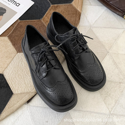 Daling Xin Yuda~small leather shoes for women British style 2023 spring and autumn new lace-up jk women's shoes thick sole black single shoes 