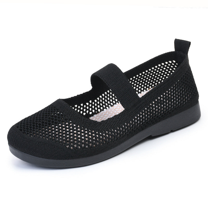 Shoes for women  one-piece drop-shipping flat-soled flat-heeled casual breathable women's hollow fly-knit women's shoes 